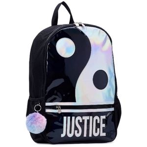 Girls 17" Justice Laptop Backpack with Pom Pom Dangle